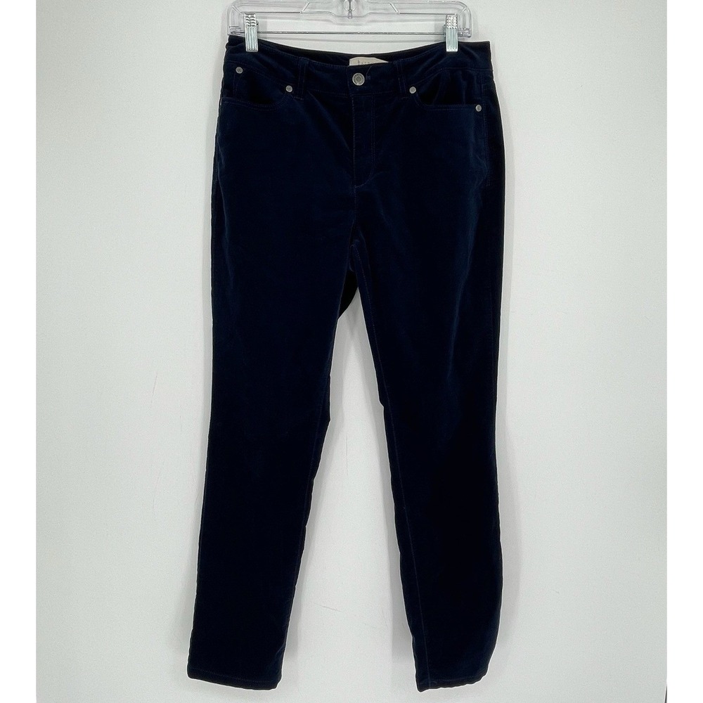 Talbots Women's Navy Blue‎ Curvy Corduroy Flat Front Straight Leg Pants Size 6